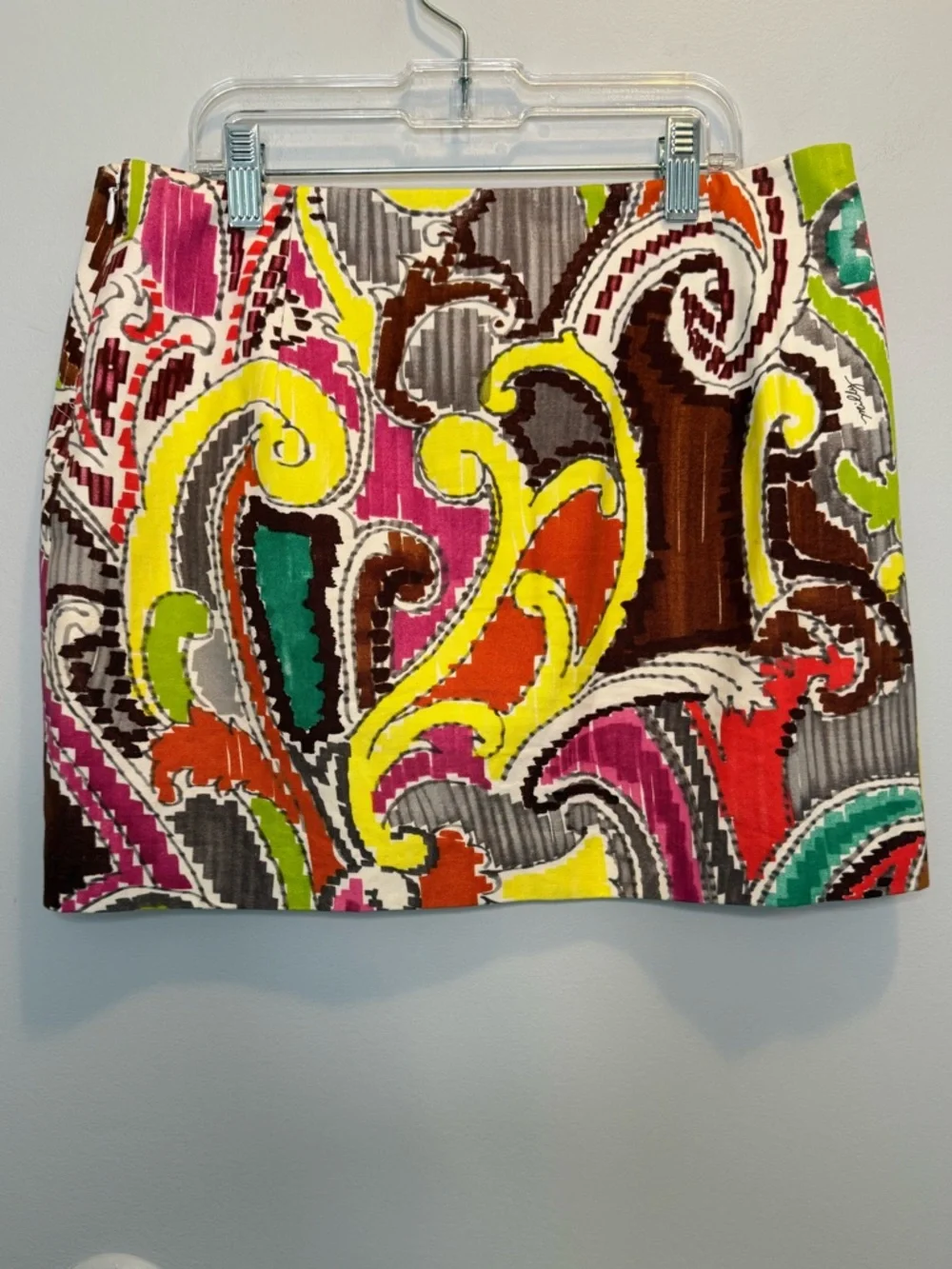 Milly of New York Vintage Retro Multicolor Paisley Cotton Mini Skirt Size 4 - Picture 2 of 10